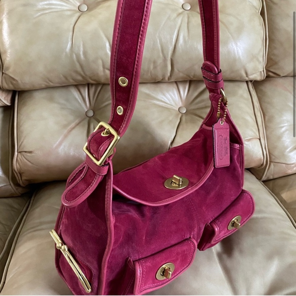 COACH ARCHIVE Bleecker Street Haversack LIMITED EDITION Fuchsia Suede Leather